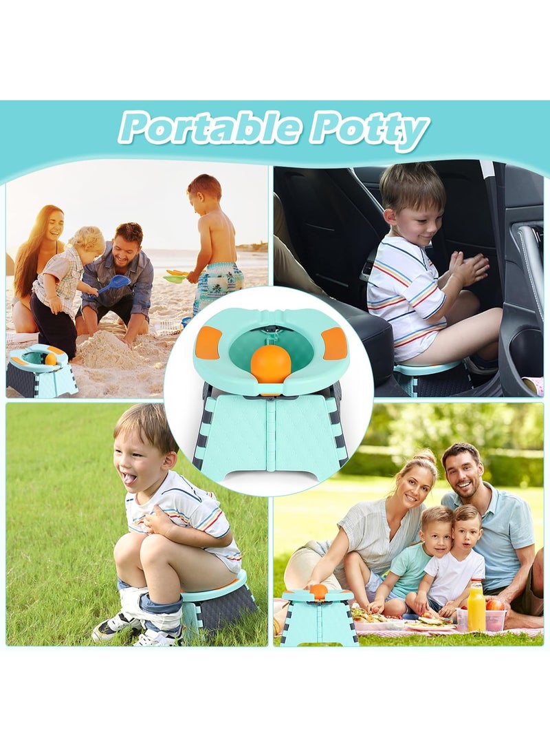 المرحاض المحمول للسفر للأطفال الصغار ، كرسي تدريب المرحاض للأطفال مع حقيبة السفر ، مرحاض تدريب المرحاض للأطفال في الهواء الطلق والداخل سهل التنظيف (الأزرق) ، يتضمن 30 حقيبة استبدال - Image 1